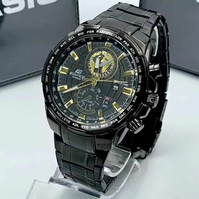 Relógio Casio Edifice Global - A PROVA D'ÁGUA - Preto e dourado